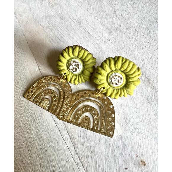 Statement Earrings Handmade Polymer Clay Earrings Handcrafted Artwork Floral - Picture 2 of 7
